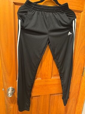 adidas Black Joggers with White Side Stripes - Kids